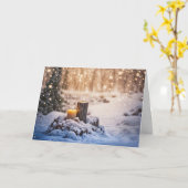 Wintersonne mit Schnee und Kerzen im Wald Karte (Gelbe Blume)