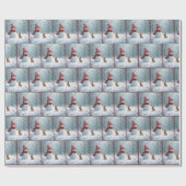 Wintersonne mit Schneemann Geschenkpapier (Flach)