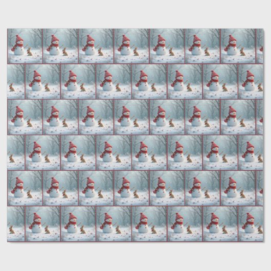Wintersonne mit Schneemann Geschenkpapier (Flach)