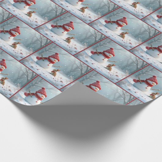 Wintersonne mit Schneemann Geschenkpapier (Ecke)