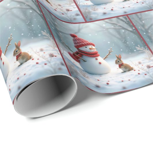 Wintersonne mit Schneemann Geschenkpapier (Rolleneckpunkt)