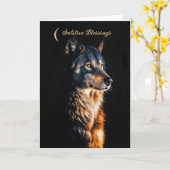 Wintersonne mit schönem Wolf-Nachturlaub Karte (Gelbe Blume)