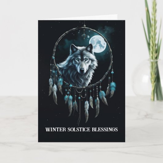 Wintersonne mit Wolf im Dream Catcher Moon Karte (Vorderseite)