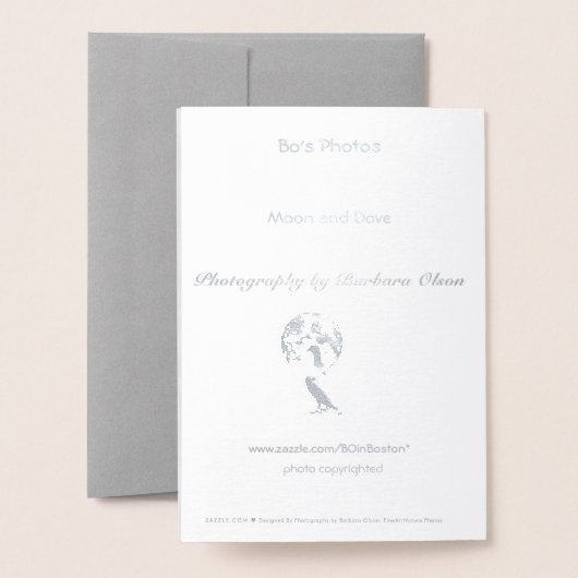 Wintersonne: Mond und Taube Folienkarte (Rückseite mit Umschlag)