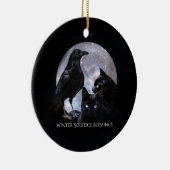 Wintersonne, roh und schwarze Katzen mit Segen Keramik Ornament (Rechts)