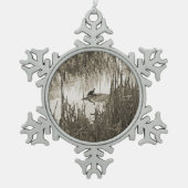 Wintersonne Schneeflocken Zinn-Ornament (Vorderseite)