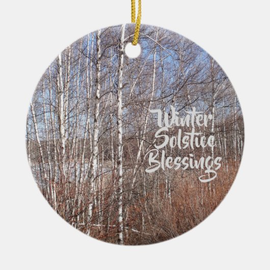 Wintersonne Segen Birch Forest Keramik Ornament (Vorne)