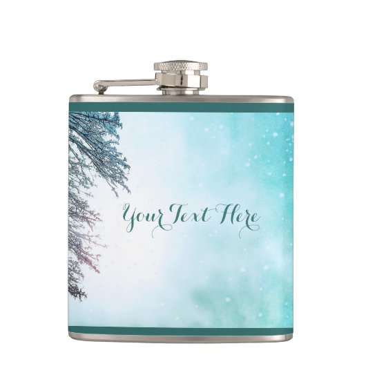 Wintersonne und Schnee Flachmann (Vorderseite)