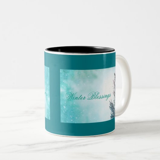 Wintersonne und Schnee "Wintersegmente" Zweifarbige Tasse (VorderseiteRechts)