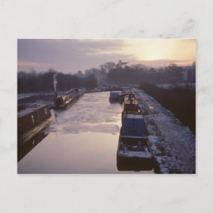 Wintersonnenaufgang am Kanal Postkarte