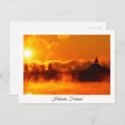 Wintersonnenaufgang in Helsinki Postkarte (Vorne/Hinten)