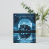 Wintersonnenbad Weihnachten Eichenbaum und Vollmon Postkarte (Stehend Vorderseite)