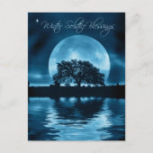 Wintersonnenbad Weihnachten Eichenbaum und Vollmon Postkarte (Vorderseite)
