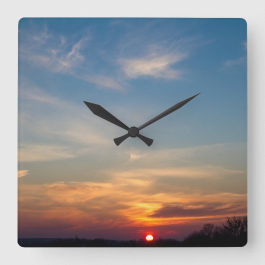 Wintersonnenhimmel Quadratische Wanduhr (Vorderseite)