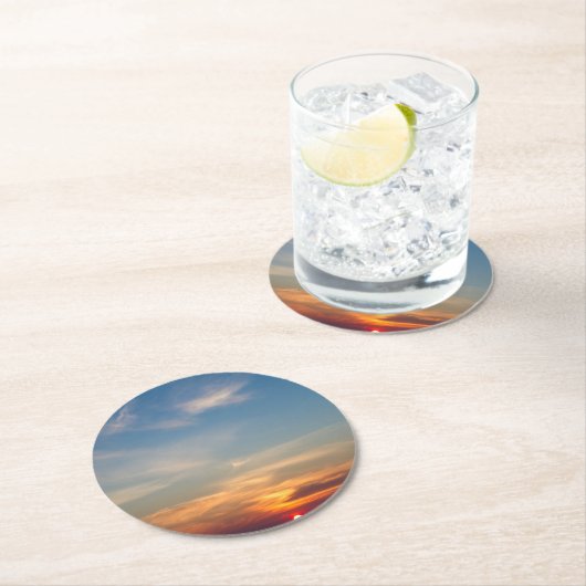 Wintersonnenhimmel Runder Pappuntersetzer (Vor Ort)