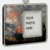 Wintersonnenlandschaft Fotografie Rahmen-Ornament Silber (Rechts)