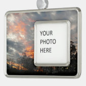 Wintersonnenlandschaft Fotografie Rahmen-Ornament Silber (Links)