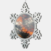 Wintersonnenlandschaft Fotografie Schneeflocken Zinn-Ornament (Rechts)