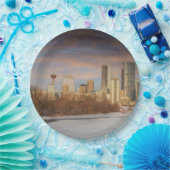 Wintersonnenszene an der Calgary Skyline Pappteller (Party)