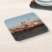 Wintersonnenuntergang bei Nubble Light Getränkeuntersetzer (Linke Seite)