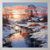 Wintersonnenuntergang Landschaftliches Poster im F (Vorne)