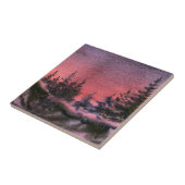 Wintersonnenuntergang Pinien - Nocturnenstadt Tile Fliese (Seite)