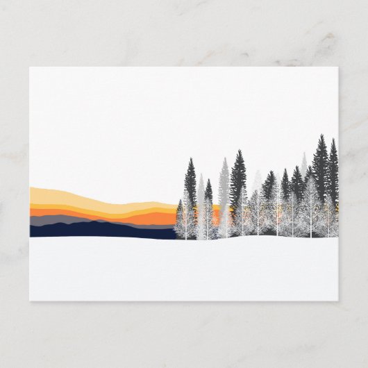 Wintersonnenwald Silhouette Postkarte (Vorderseite)