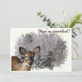 Wintersonnenwende Einladung von Hirschen und Frost (Stehend Vorderseite)