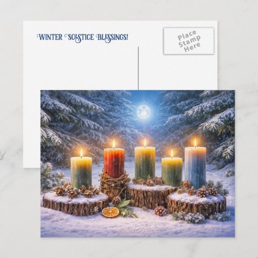 Wintersonnenwende feiertagspostkarte (Vorne/Hinten)