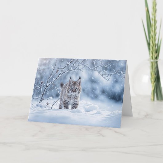 Wintersonnenwende mit Rotluchs und Schnee Karte (Vorderseite)