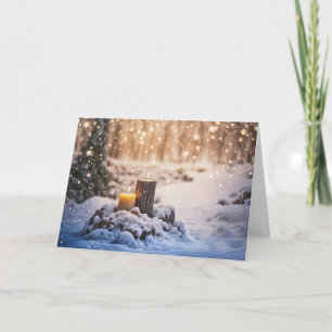 Wintersonnenwende mit Schnee und Kerzen im Wald Karte