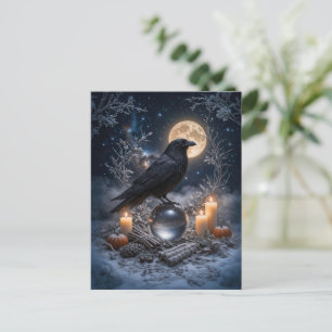 Wintersonnenwende Rabe und Mond Yule Feiertagspostkarte