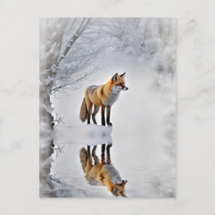 Wintersonnenwende Yule Fuchs Winter Schnee Feiertagspostkarte