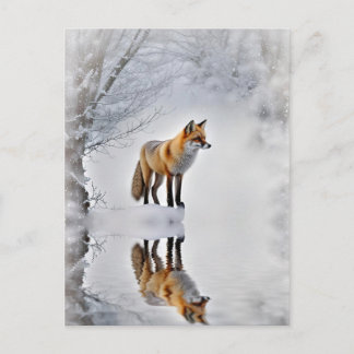 Wintersonnenwende Yule Fuchs Winter Schnee Feiertagspostkarte