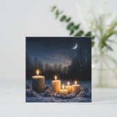 Wintersonnenwende Yule mit Kerzen im Schnee (Stehend Vorderseite)