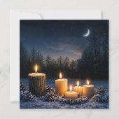 Wintersonnenwende Yule mit Kerzen im Schnee (Vorderseite)