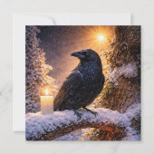 Wintersonnenwende Yule Rabe und Schnee (Vorderseite)