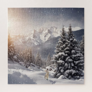 Wintersonnigkeit bei Schneeflocken Puzzle