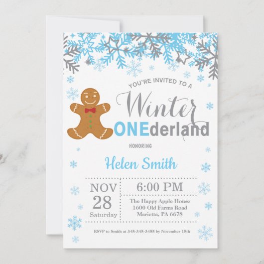 Wintersonntag 1. Geburtstag Einladung (Vorderseite)