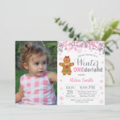 Wintersonntag 1. Geburtstag Einladung (Stehend Vorderseite)