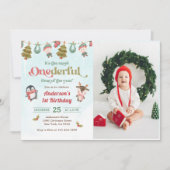 Wintersonntag 2. Geburtstag Foto Einladung (Vorderseite)