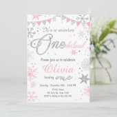 Wintersonntag Einladung zum Geburtstag Rosa Silber (Stehend Vorderseite)