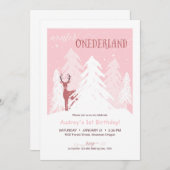 Wintersonntag erste Geburtstagsparty Einladung Ros (Vorne/Hinten)