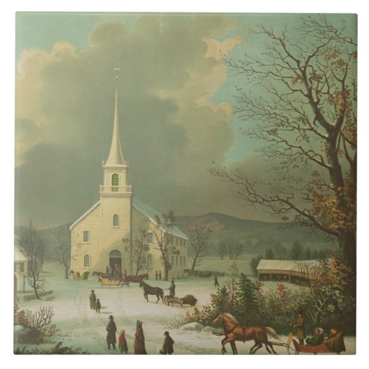 Wintersonntag in alten Zeiten Fliese (Vorderseite)