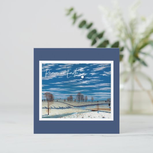 Wintersonntags Einladung - Mondschein Nacht (Stehend Vorderseite)