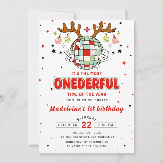 Wintersonntags-Geburtstagsparty Retro Einladung (Vorderseite)