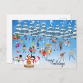 Winterspass Feierliche Grüße Feiertag Postkarte (Vorne/Hinten)