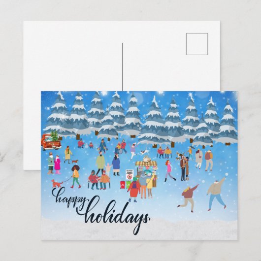 Winterspass Feierliche Grüße Feiertag Postkarte (Vorne/Hinten)