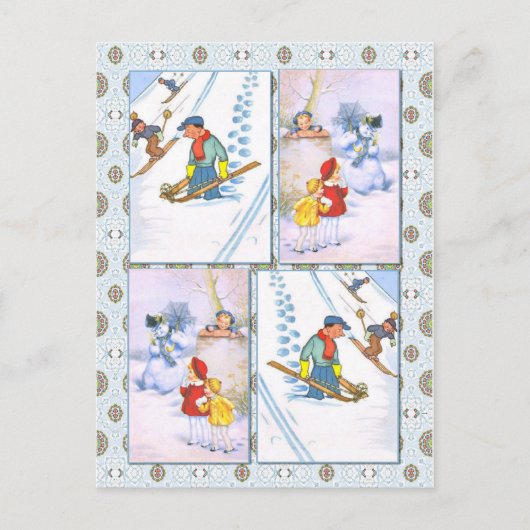 Winterspass Feiertagspostkarte (Vorderseite)