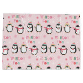 Winterspass | Niedlich Pink Pinguine Weihnachten Große Geschenktüte (Rückseite)